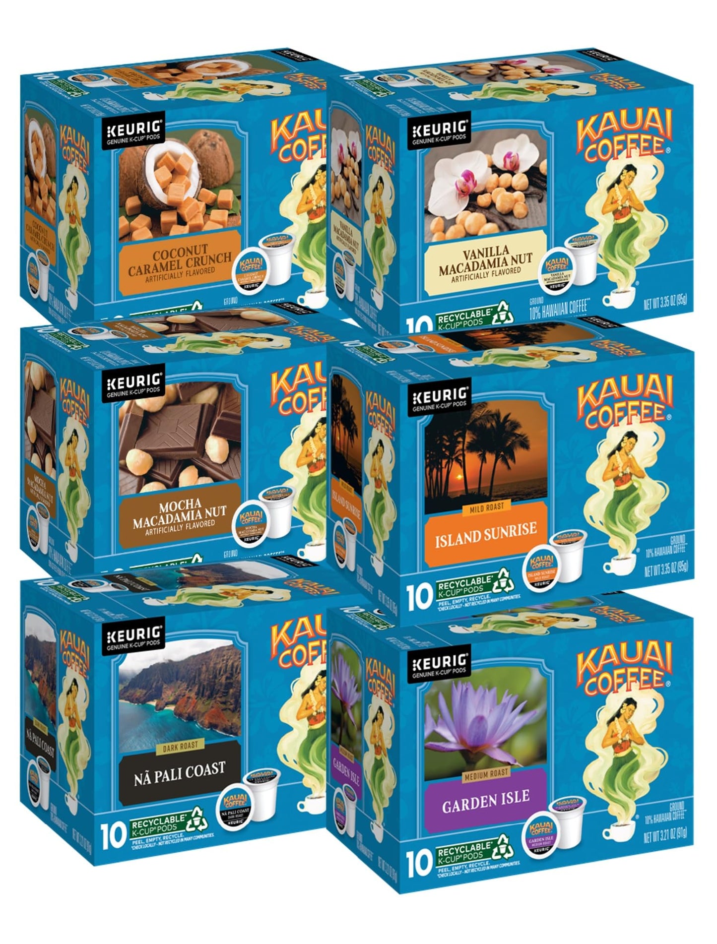 Kauai Coffee K-Cup Pods for Keurig – Arabica Coffee, Mild to Dark Roast, 60 Count Total (6 Packs of 10)