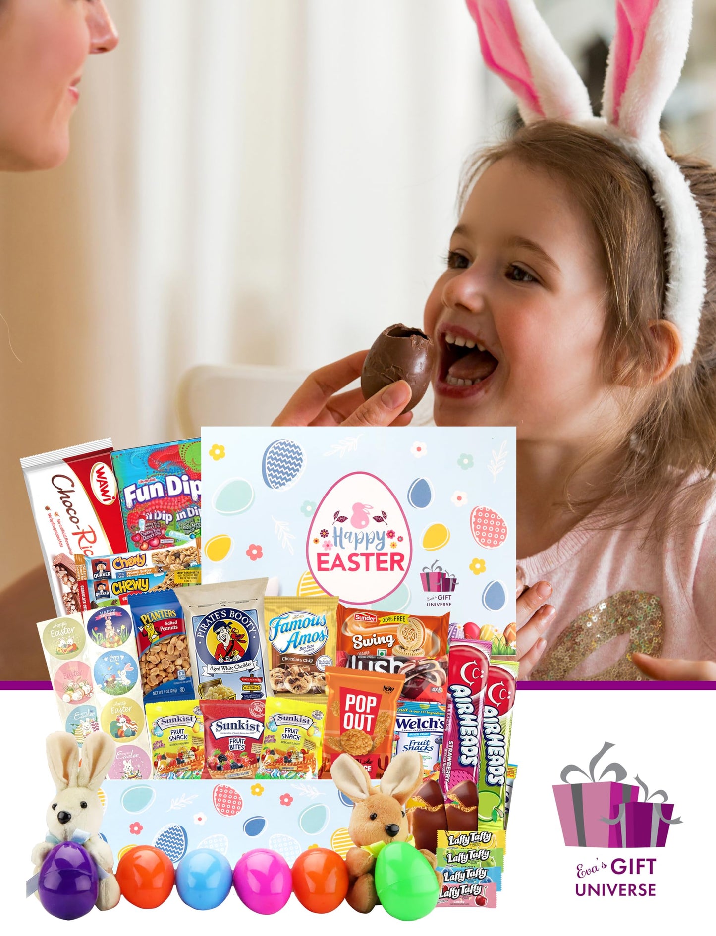 Easter Care Package Blue Box (52 Count) Filled With Candy Chocolates Snacks Cookies And More Easter Gifts For Kids Girls Boys Co