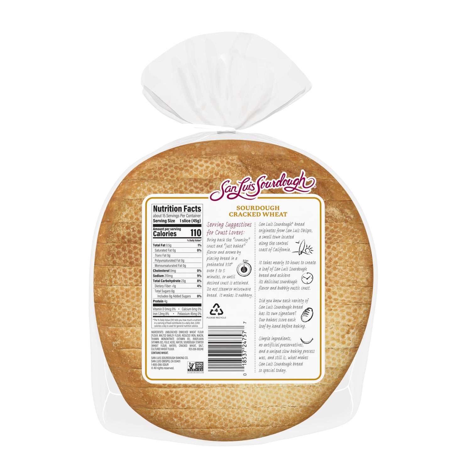 San Luis Sourdough Cracked Wheat Bread, Sourdough Bread, 24 oz Bag
