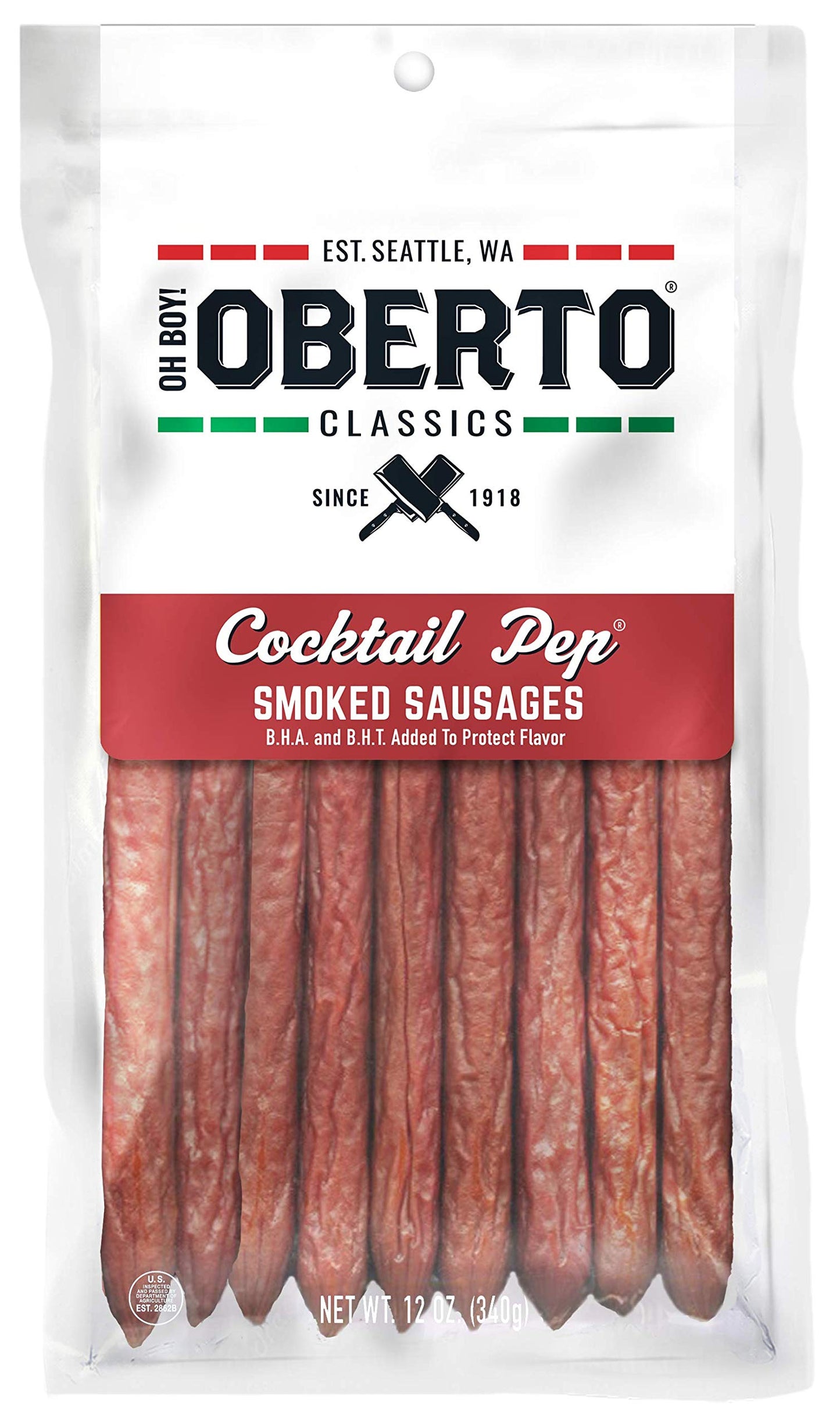 Oberto Smoked Sausages, Cocktail Pep, 12 Ounce, Model 1495