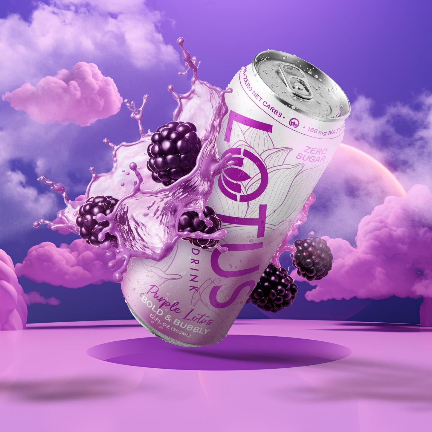 Purple Lotus Plant Power Drink | Sugar Free  Low Calorie | 160 mg Natural Caffeine from Green Coffee Bean | Plant-Based Ingredients | Zero Sugar | 10 Calories | 12 oz Cans | 12 Count