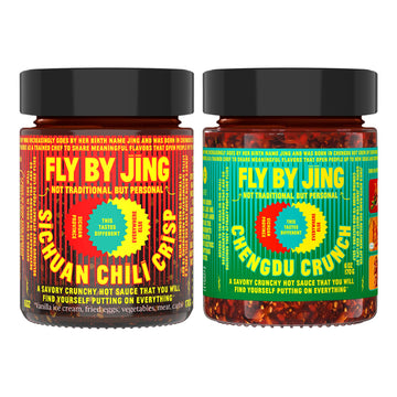 Flybyjing Spicy Crunchy Sauce Bundle: Original & Extra Crunchy Chili Crisp - Premium All-Natural Vegan And Sugar Free - Crispy T