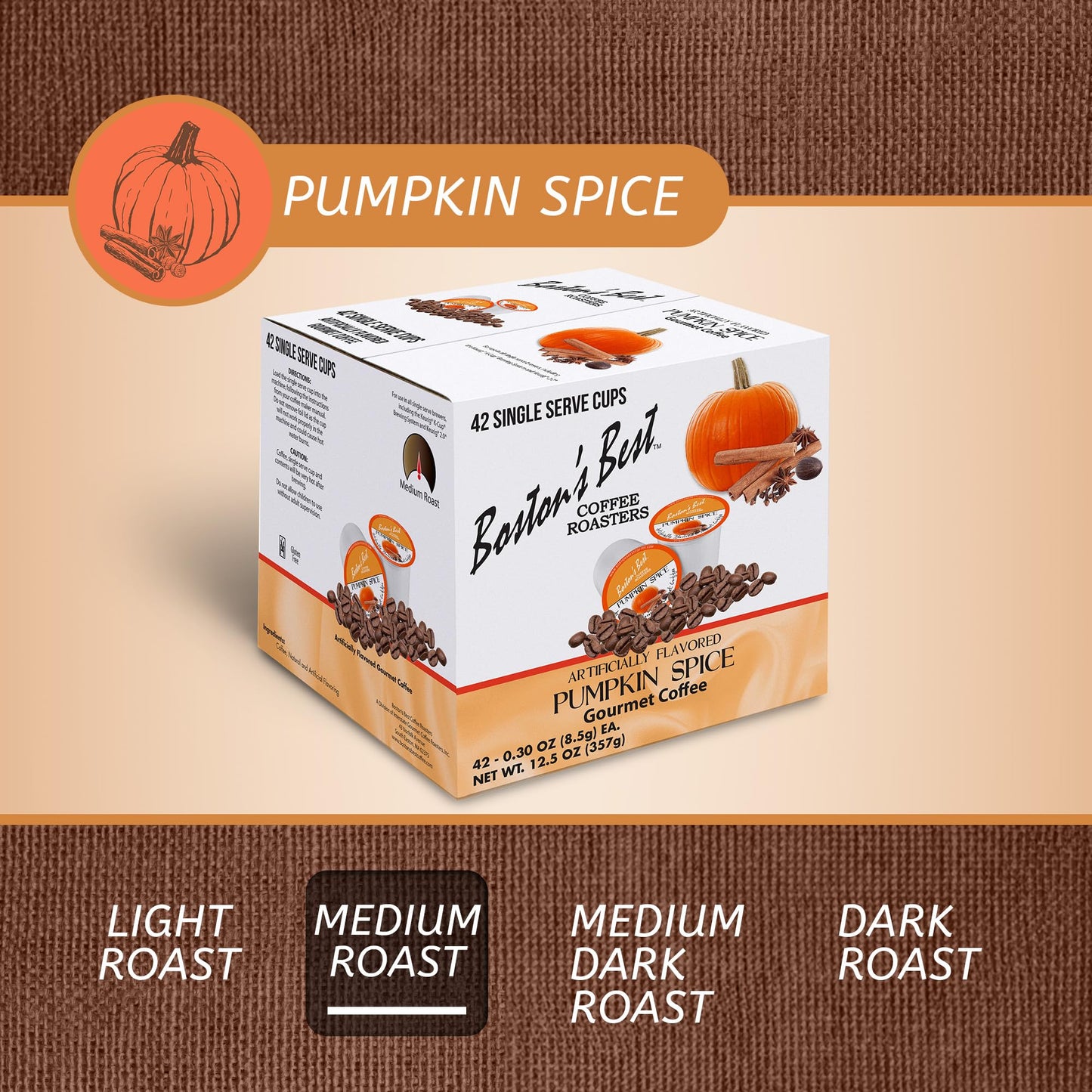 Bostons Best Single Serve Coffee, Pumpkin Spice,12.6 oz, 42 Count