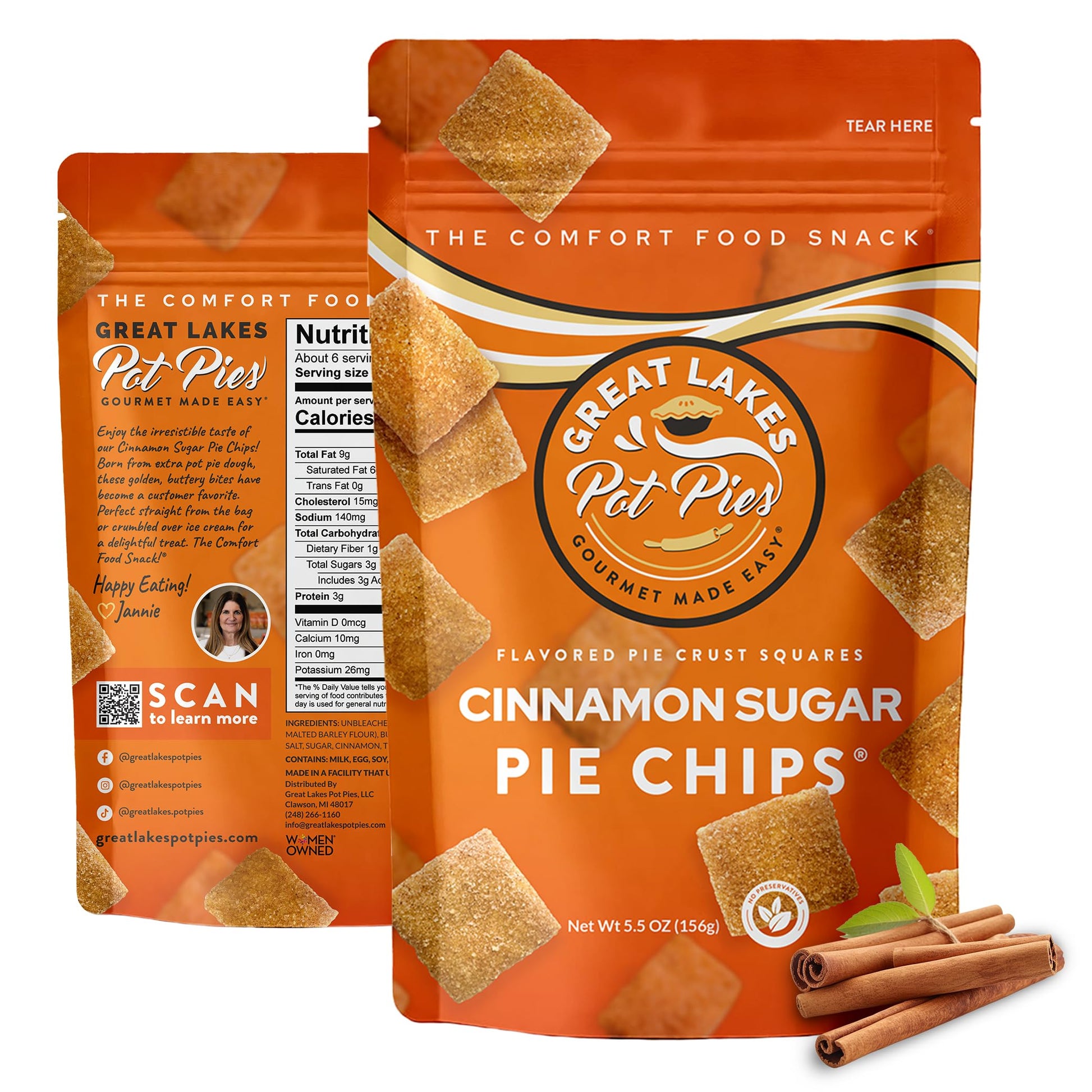 Great Lakes Pot Pies - Cinnamon Sugar Pie Chips - Crunchy Cookie Crisp - Buttery Cinnamon Snacks for mature-themeds & Kids - Cinnamon ers - 1 Pack