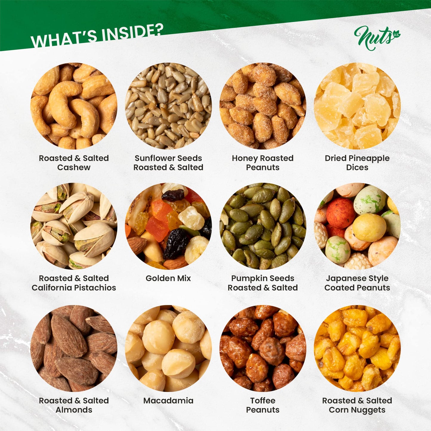 Nuts U.S. - Holiday Gift Box 12 Variety (Nutty, 12 Variety-Large)