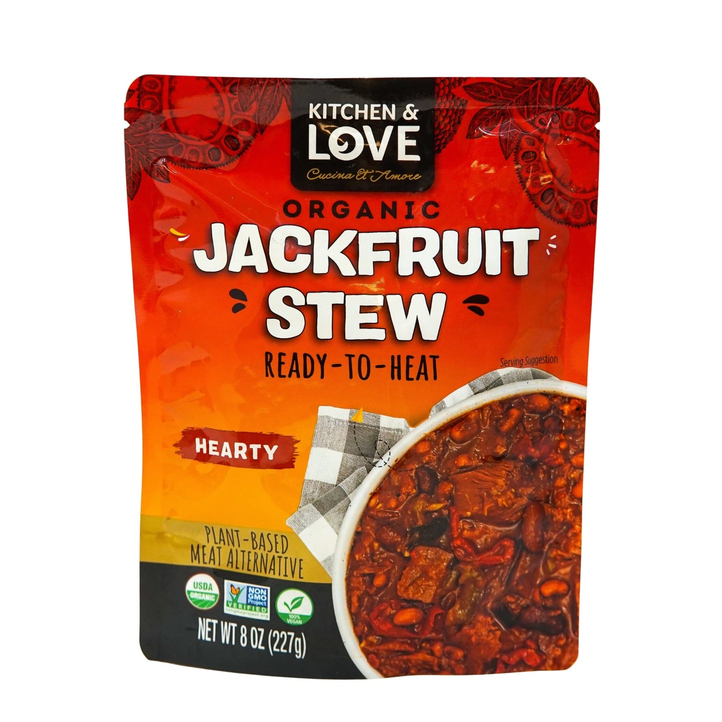 Kitchen & Love Jackfruit Hearty Stew, Organic, Fully Cooked, Plant Based Meat Alternative, Gluten Free, Ready In 90 Seconds, Hig