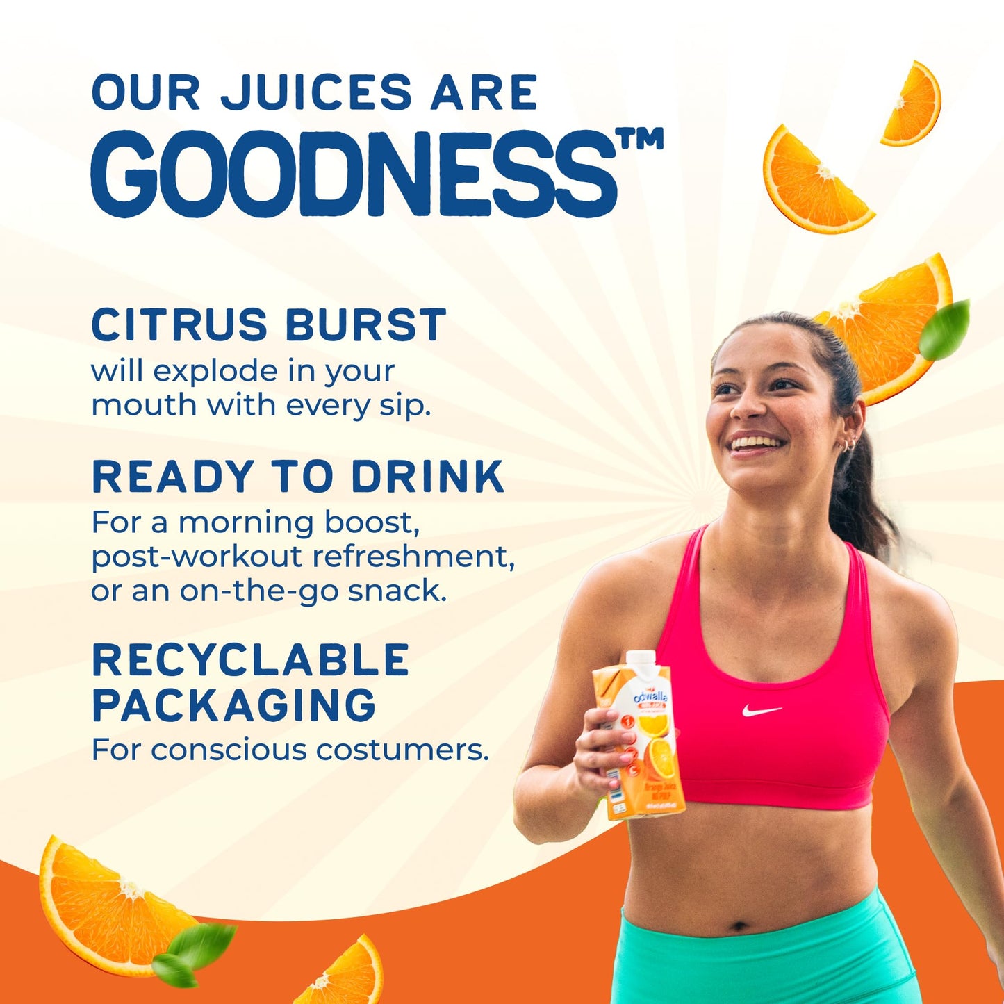 Odwalla Orange Juice  No Pulp - 100% Pure Orange Juice  Pulp Free - Vitamin C - No Added Sugar  No Artificial Ingredients  No Preservatives - 16 fl oz of OJ (12 Pack)