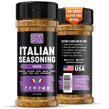 Italian Seasoning Blend Onion Powder Mix - Gluten Free & Low Sodium Pizza Seasoning for Bruschetta & Spaghetti. Mediterranean Sw