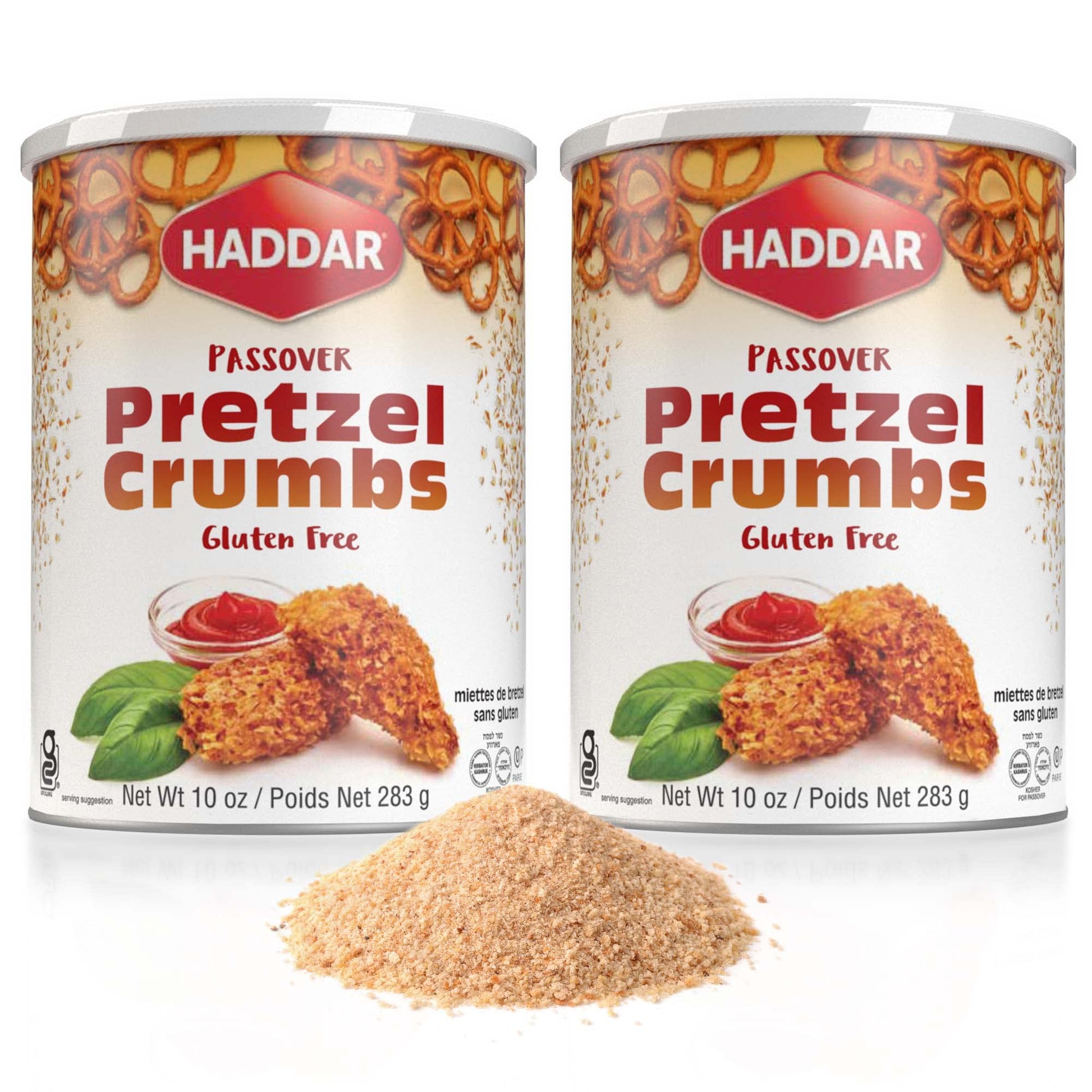 Haddar Gluten Free Pretzel Crumbs, 10oz (2 Pack) - Kosher for Passover, Ideal for Coating Poultry and Fish