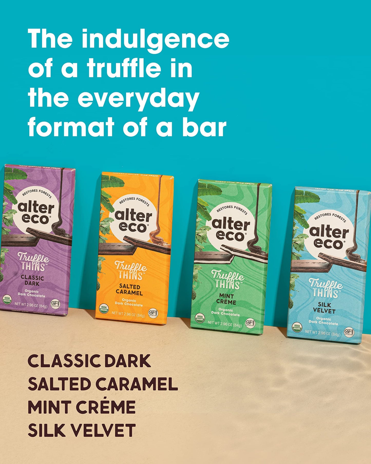 Alter Eco Silk Velvet Truffle Thins Chocolate Bar With Gooey Ganache Truffle Filling Organic Gluten & Soy-Free Non-Gmo Snacks No