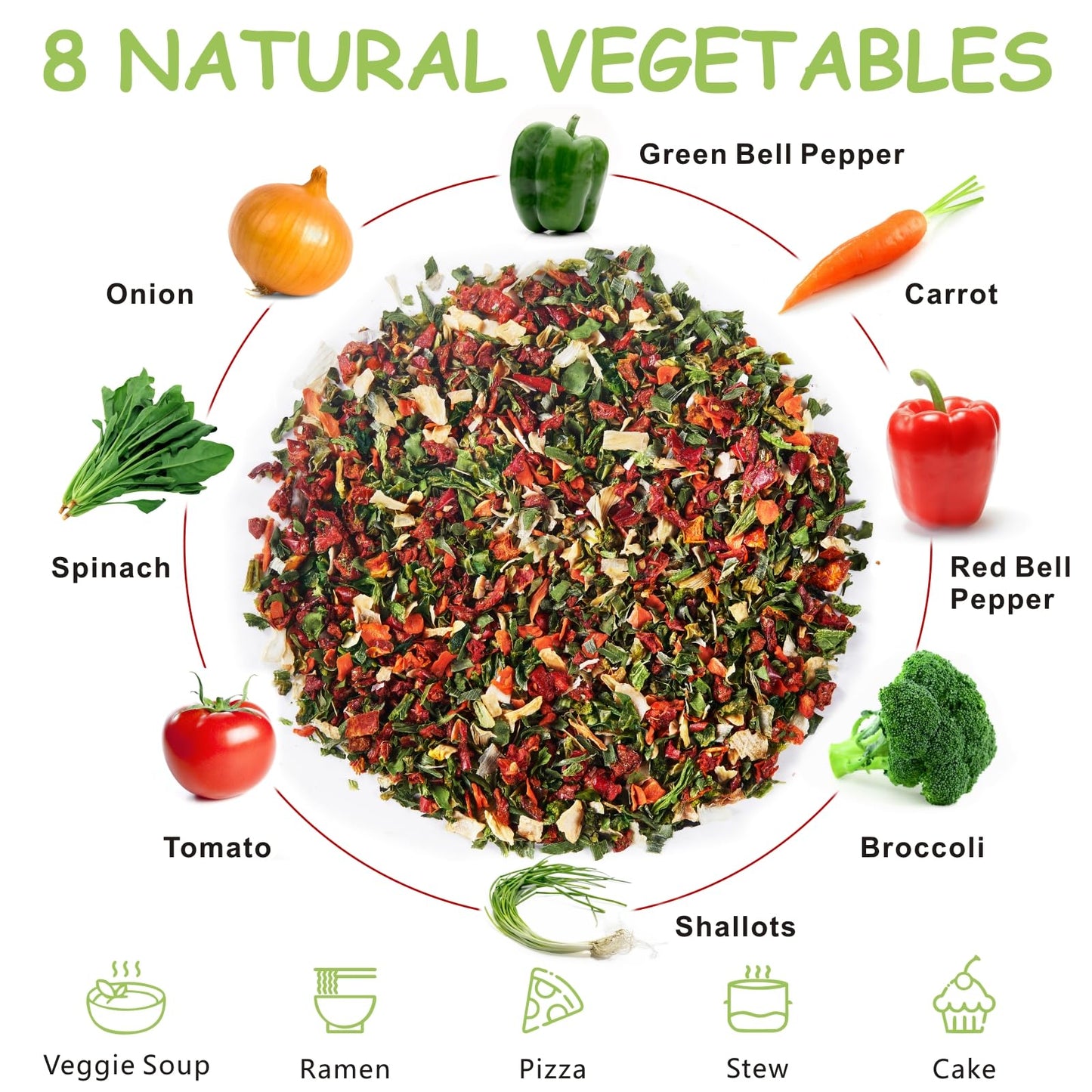 Yimi Dried Vegetable Soup Mix, Dehydrated Vegetables Blend, Freeze Dry Veggie Flakes For Ramen Toppings Noodle Cooking Camping E