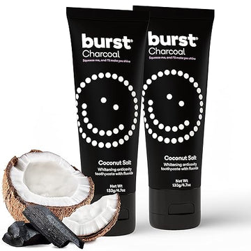 Burst Charcoal Toothpaste - Whitening Toothpaste - Sensitive Toothpaste - Cavity Fighting Fluoride, Xylitol Toothpaste, Vegan, G