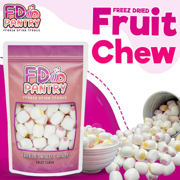 Freeze Dried Fruit Chews Crunchy Candy - 4 Oz Bag (Fruit Chews) - Strawberry, Green Apple, Mango, & Grape Treat Gift Snack Bag V