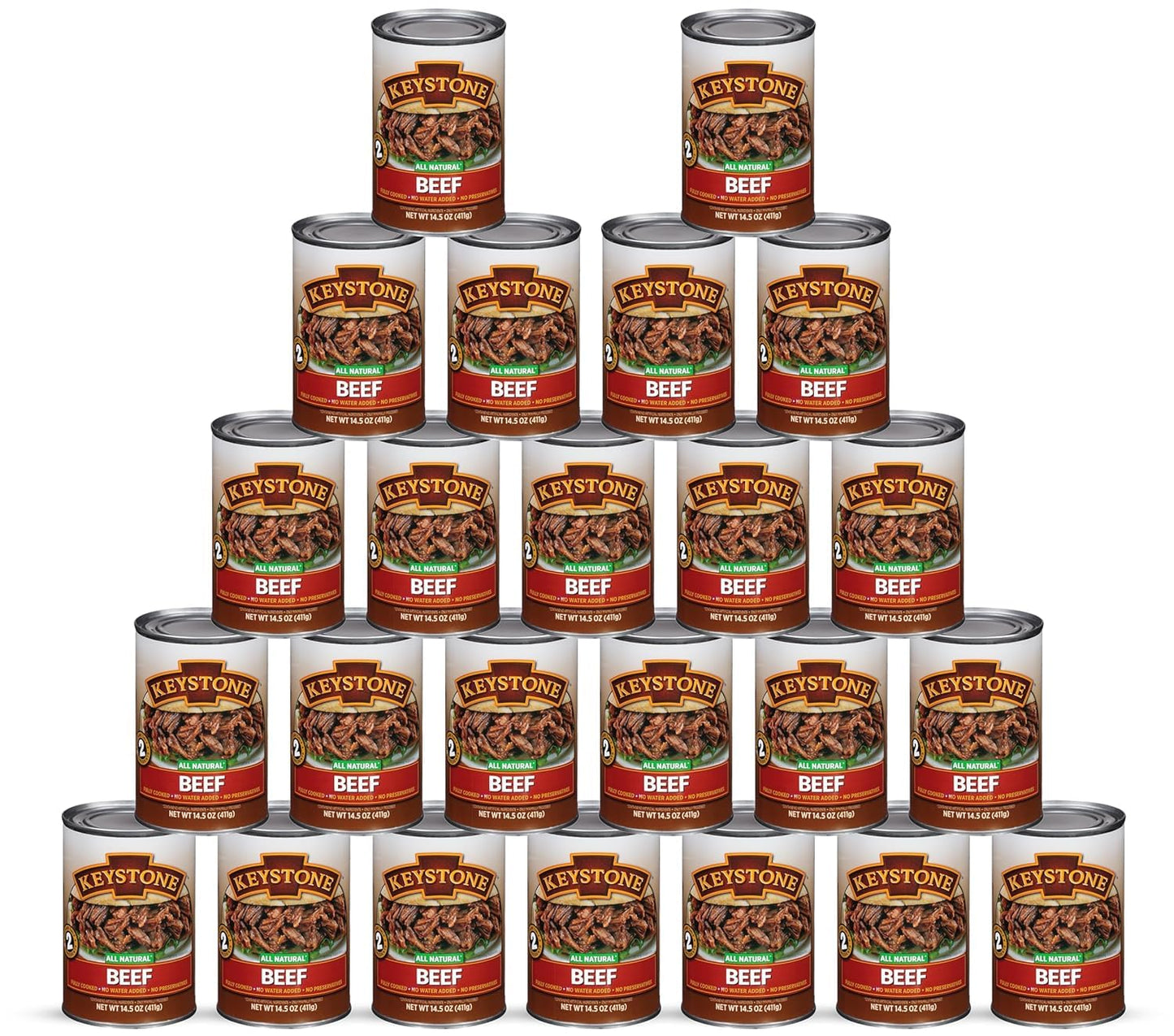 Keystone Meats All Natural Heat and Serve Canned Beef 14.5 Oz Fully Cooked Canned Meat Shelf Stable Emergency Survival Canned Fo