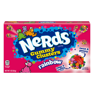 Nerds Gummy Clusters Candy, Rainbow, 3 Ounce Movie Theater Candy Boxes (Pack Of 12)