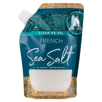 Saltworks Artisan Salt Company Fleur De Sel French Flower Of Salt, Pour Spout Pouch, 15 Ounce