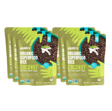 Jasberry Organic Rice With Coconut Flakes - Superfood Rice With High Antioxidants, Ready To Eat Or Heat, Non-Gmo, Gluten-Free, U