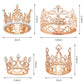 Hotop 4 Pcs Rose Gold Crown Cake Toppers Birthday Mini Flower Bouquet Crown Cupcake Toppers Vintage Rhinestone Pearl Crown Cake