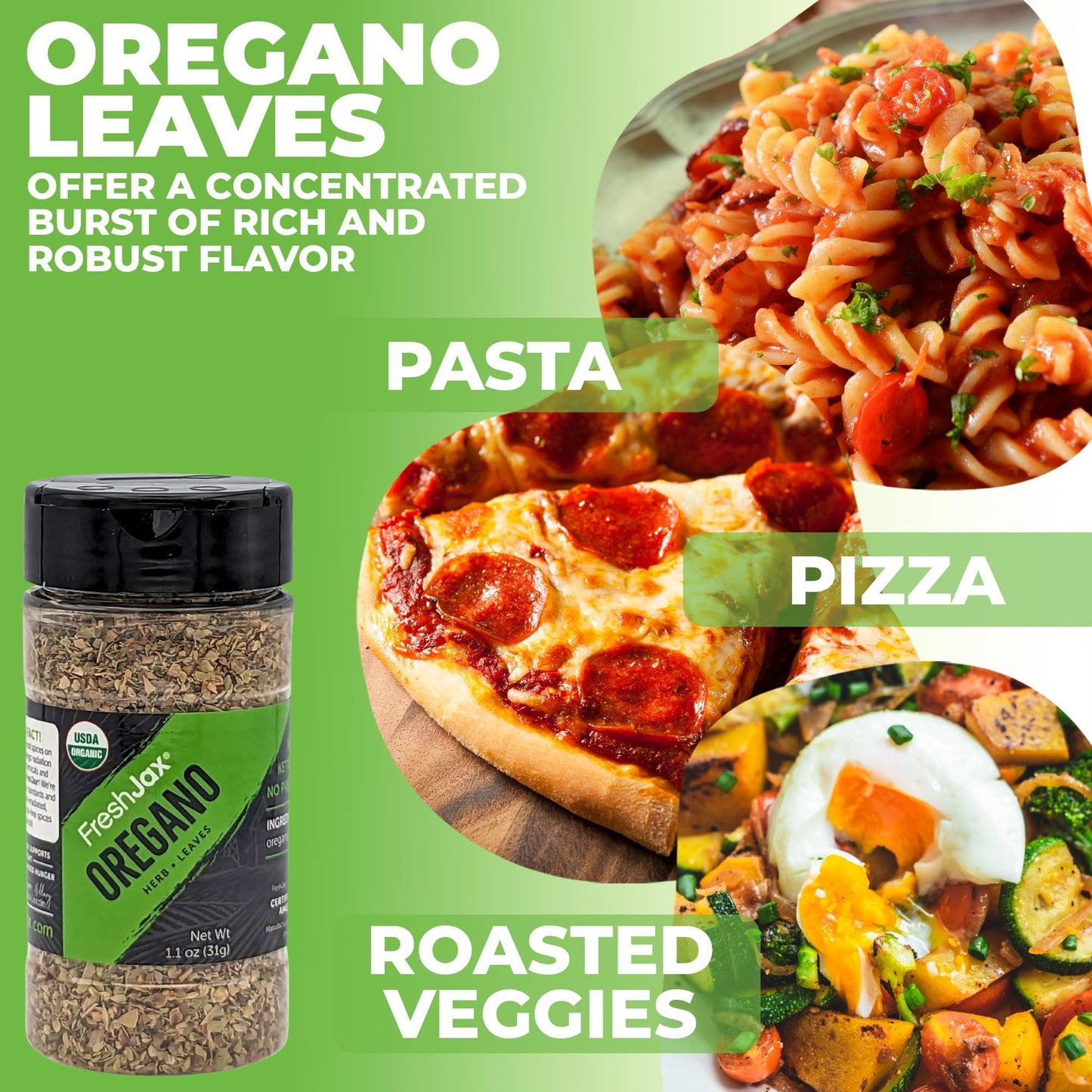 FreshJax Organic Oregano - Gluten-Free, Kosher, 1.09 Ounce Bottle