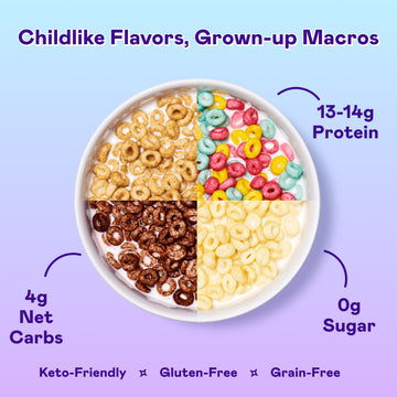 Magic Spoon Cereal - High Protein Cereals - Sugar Free Snacks & Breakfast Food - Grain & Gluten Free Cereal - Low Carb & Keto Friendly - 4 Pack Variety: Fruity  Cocoa  Chocolate Chip  Peanut Butter