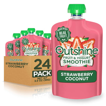 Outshine Strawberry Coconut Yogurt Smoothie Pouches - Fruit Pouches, Ready-to-Drink Smoothies, Kids & Adults Pureed Foods - Frui