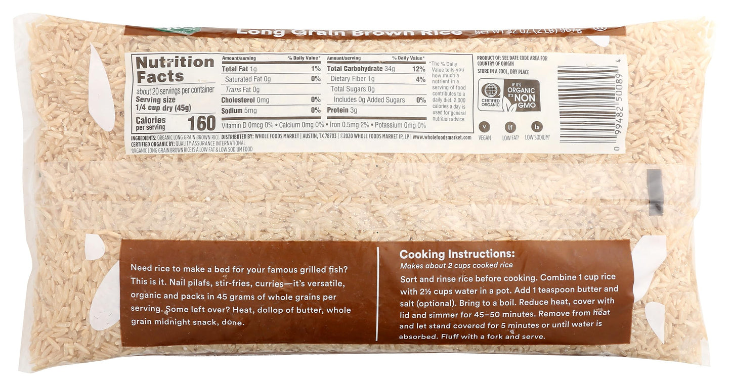 365 by Whole Foods Market, Organic Long Grain Brown Rice, 32 Ounce