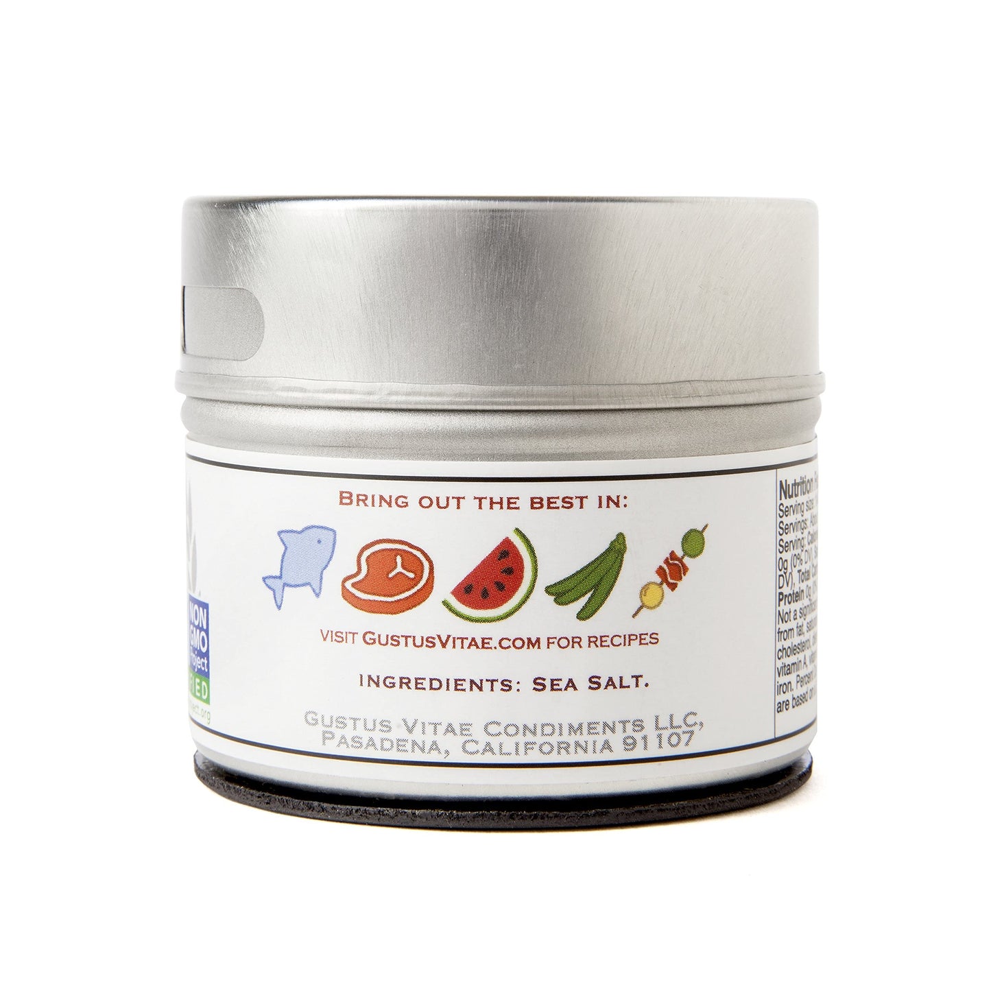 Gustus Vitae Natural Smoked Sea Salt, Non GMO, Finishing Salt, 3oz, Magnetic Tin