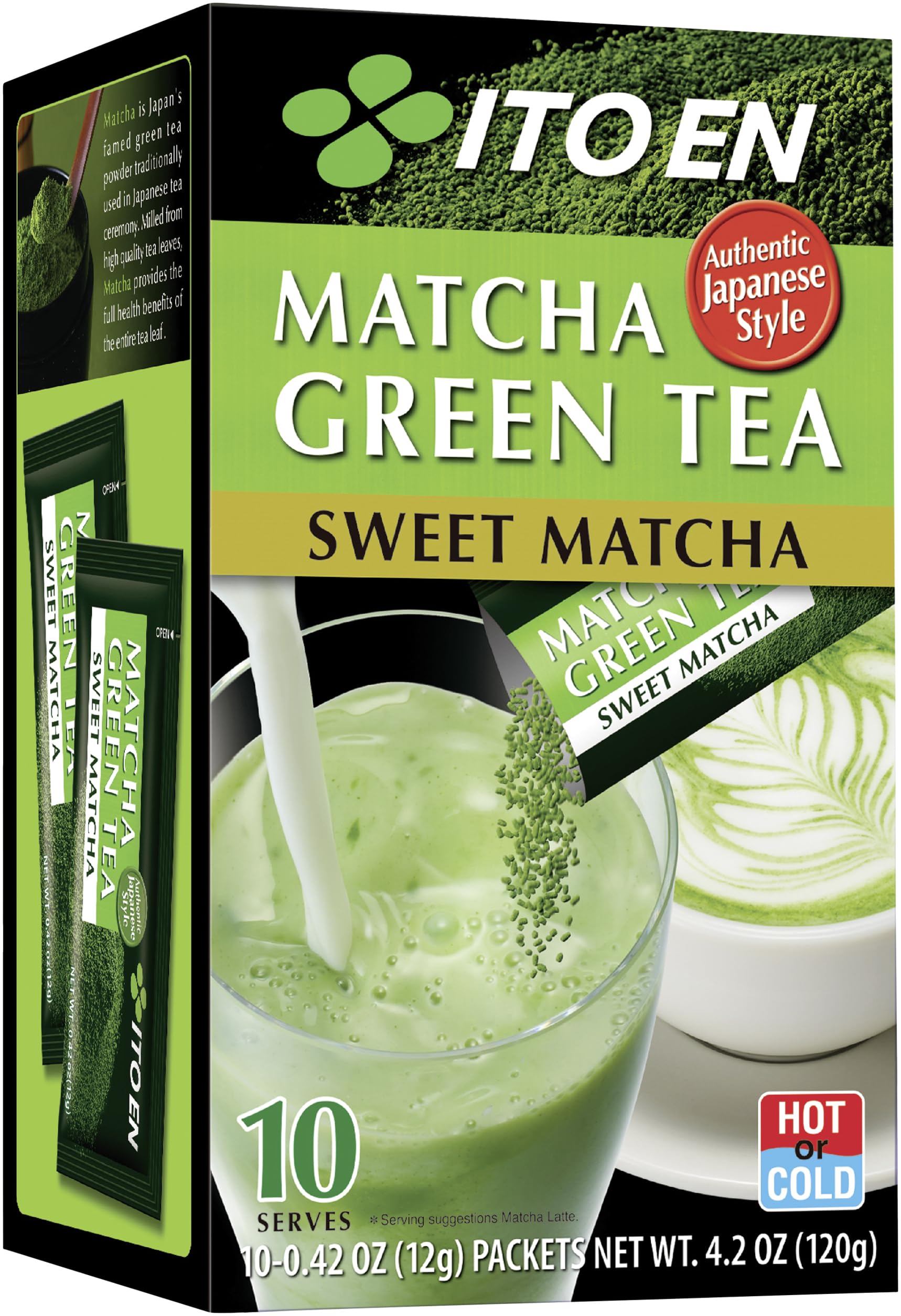 ITO EN Sweet Matcha Powder Sticks, 10 Sticks, 4.2 Ounce, Model 59989-U