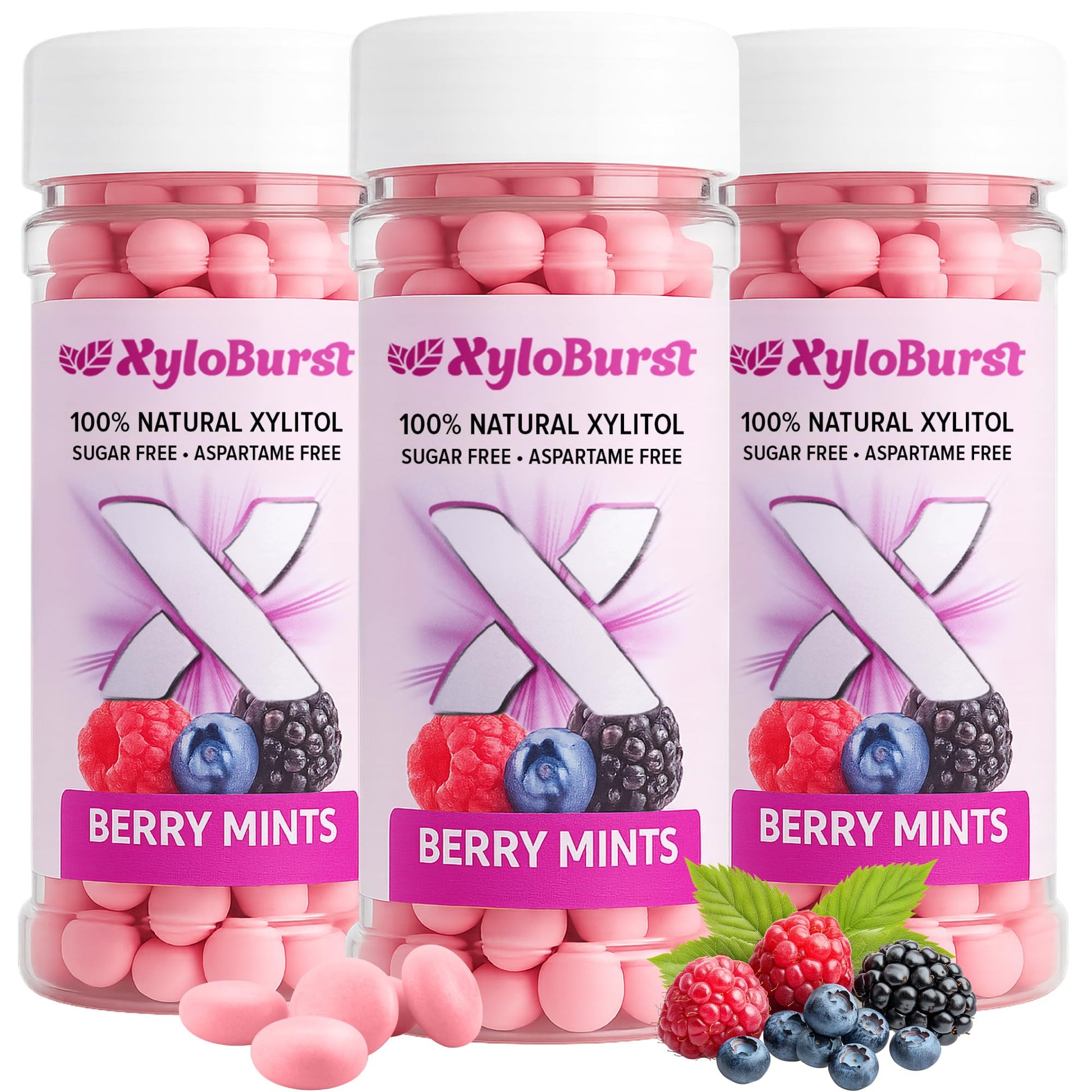 XyloBurst - Xylitol Mints | Sugar Free Breath Mints for Oral Health | Gluten Free, Vegan, Keto Friendly | Aspartame Free Mint | 