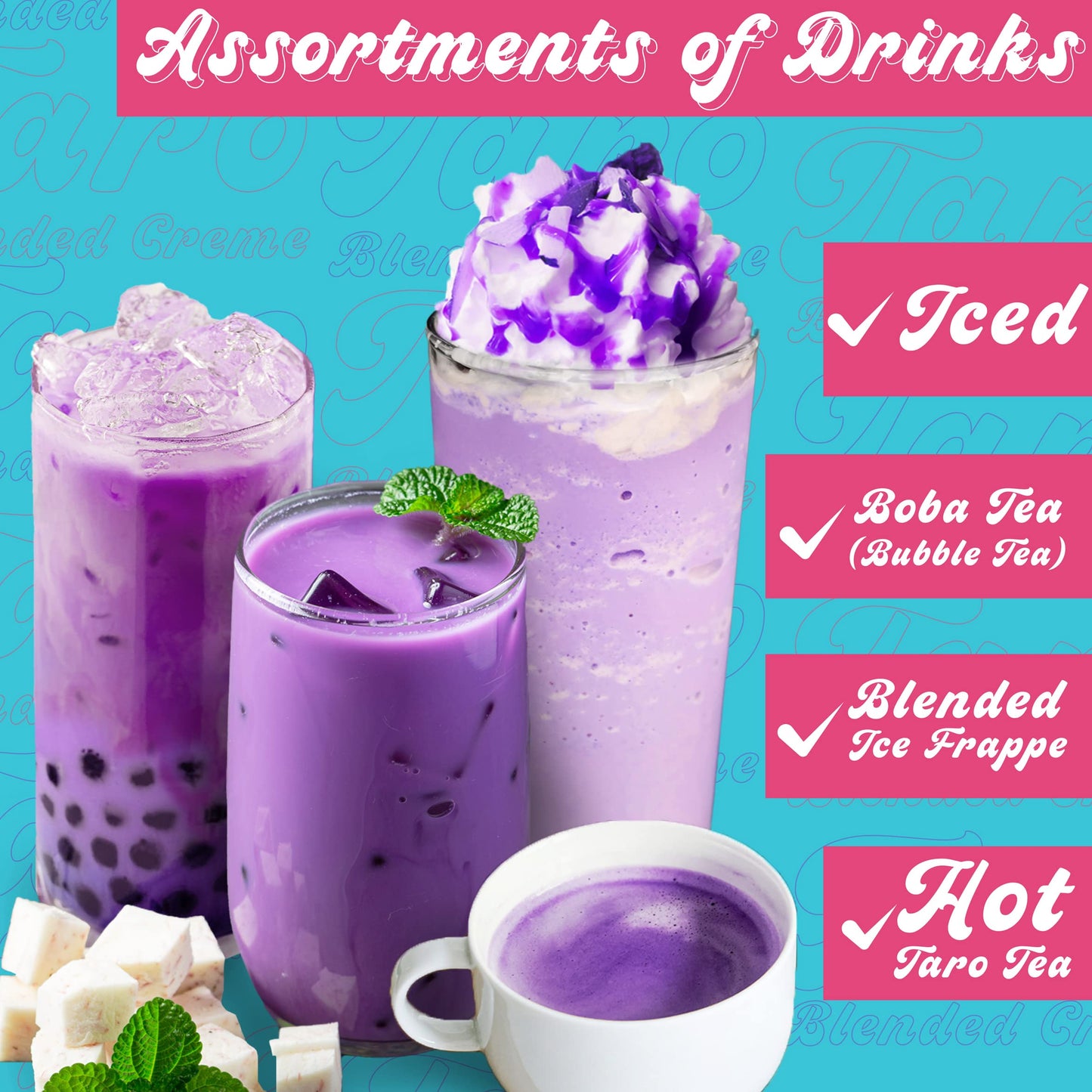 Taro Milk Tea Powder [3 Lbs] (45 Servings) Taro Powder For Bubble Tea. Taro Powder Bulk Format Bubble Tea Powder Suitable For Bo