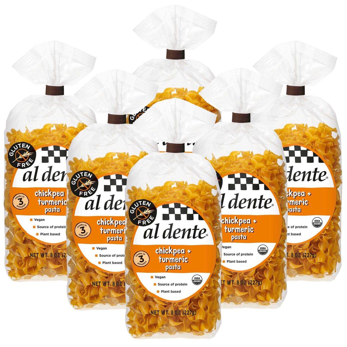Al Dente Plant Based Pasta Chickpea + Turmeric, 8 Ounce (Pack Of 6)
