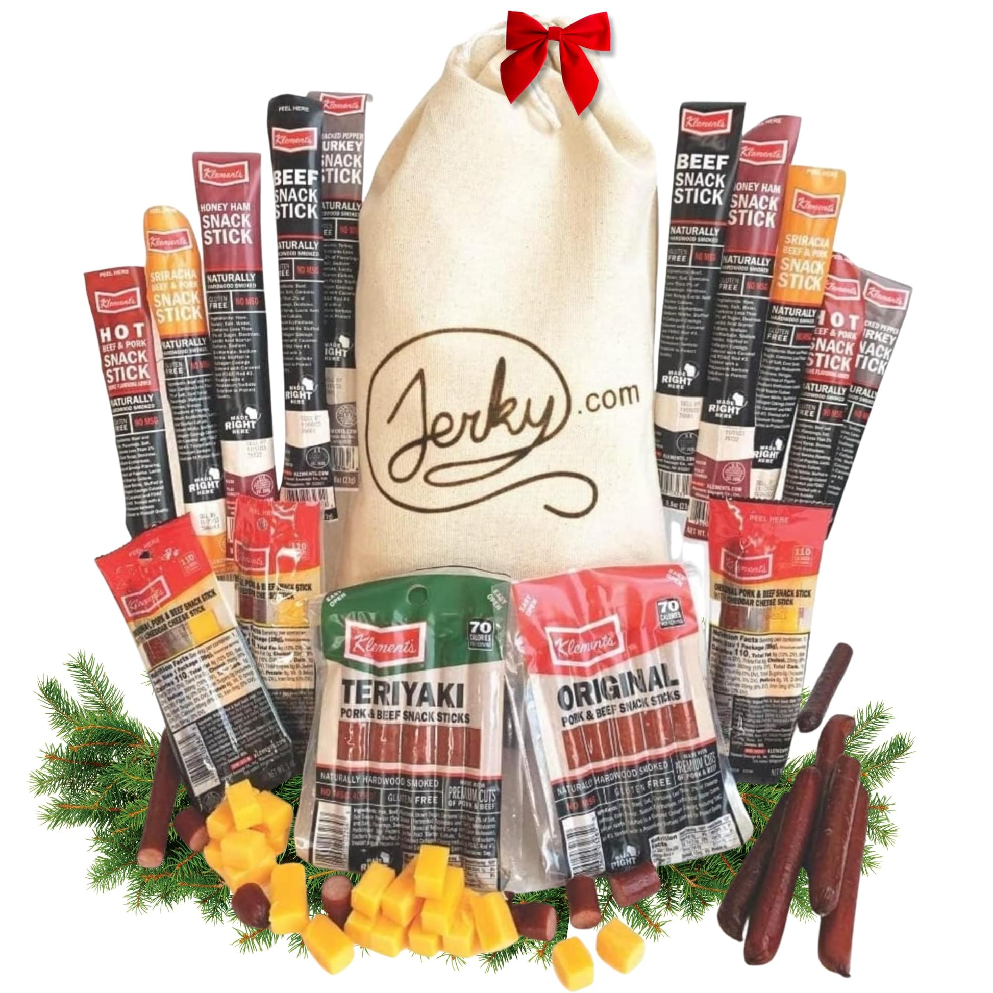 Jerky.com Gift Bag for Men | 26 Piece Meat Sticks Gift Basket with Beef Sticks, Pork, Turkey, Ham & Cheese Sticks | High Protein