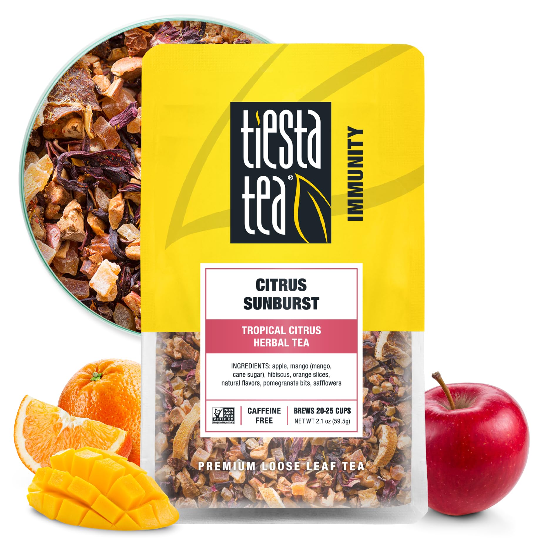 Tiesta Tea Loose Leaf Herbal Tea - Citrus Sunburst, Non-Caffeinated, 2.1 Ounce Pouch, 25 Cups
