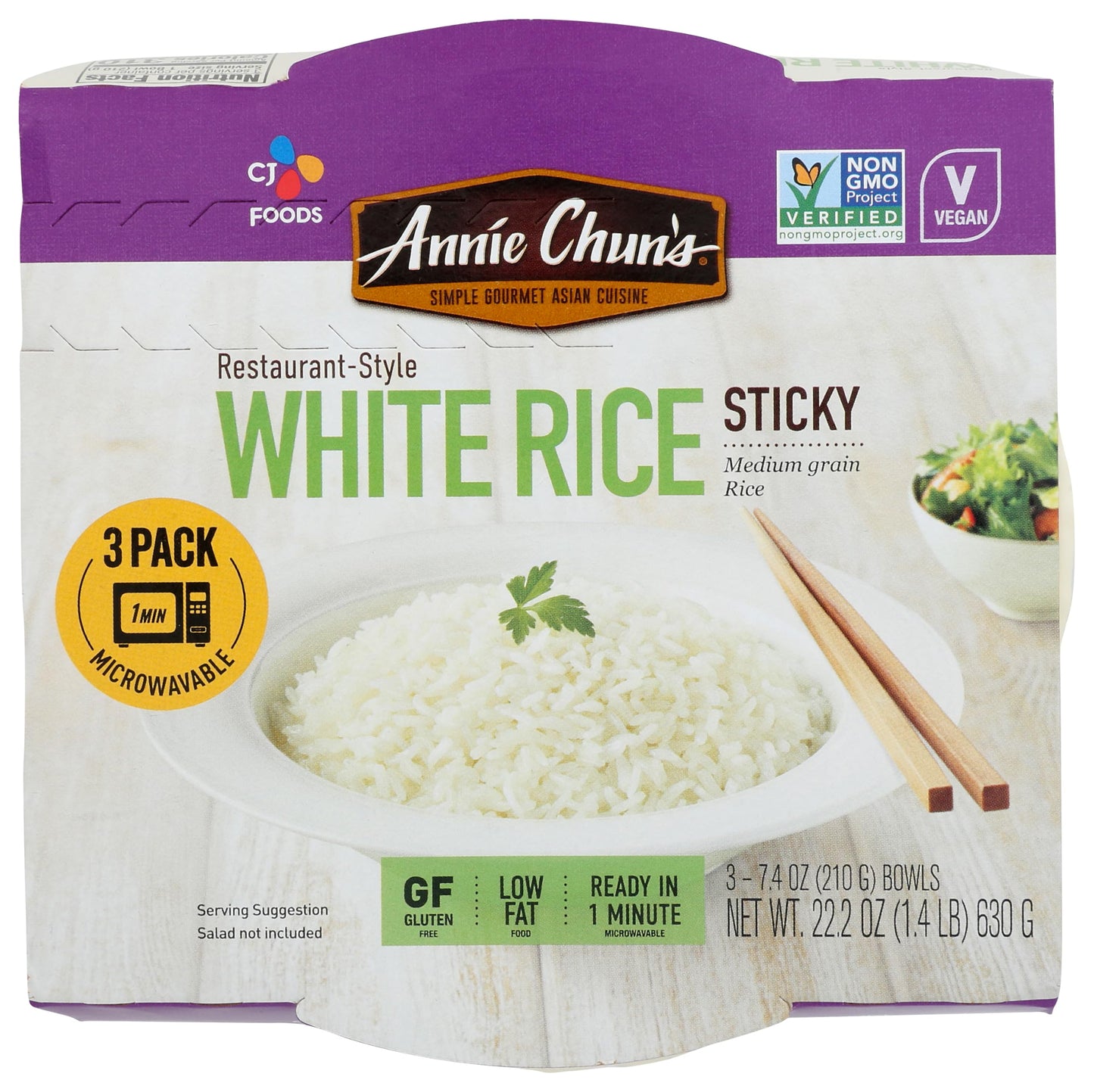 Annie Chun's Rice Sticky White, 22.2 Oz, Pack of 3