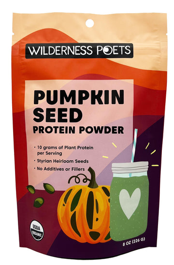 Wilderness Poets, Pumpkin Seed Protein Powder - Organic, Cold-Pressed - Made from 100% Heirloom, Styrian Pumpkin Seeds Grown in 
