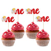 Gyufise 24Pcs One Cupcake Toppers Red Glitter Sweet Love Cupid 1St Valentine'S Day Cupcake Picks Valentine'S Day Theme Wedding B