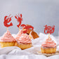 Ercadio 24 Pack Crawfish Cupcake Toppers Red Glitter Lobster Cupcake Picks Ocean Lobster Theme Party Baby Shower Birthday Party