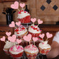 Gyufise 30Pcs Heart Cupcake Toppers Glitter Sweet Love Cupcake Picks Valentine'S Day Cake Decorations For Wedding Engagement Bri