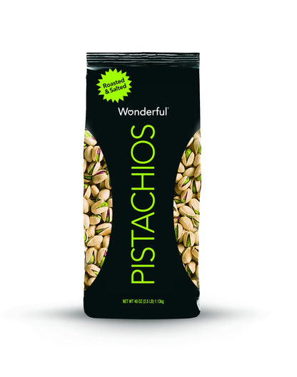 Wonderful Pistachios In Shell, Roasted & Salted, 40 Ounce Bag, Healthy Snack, Protein Snack, Pantry Staple