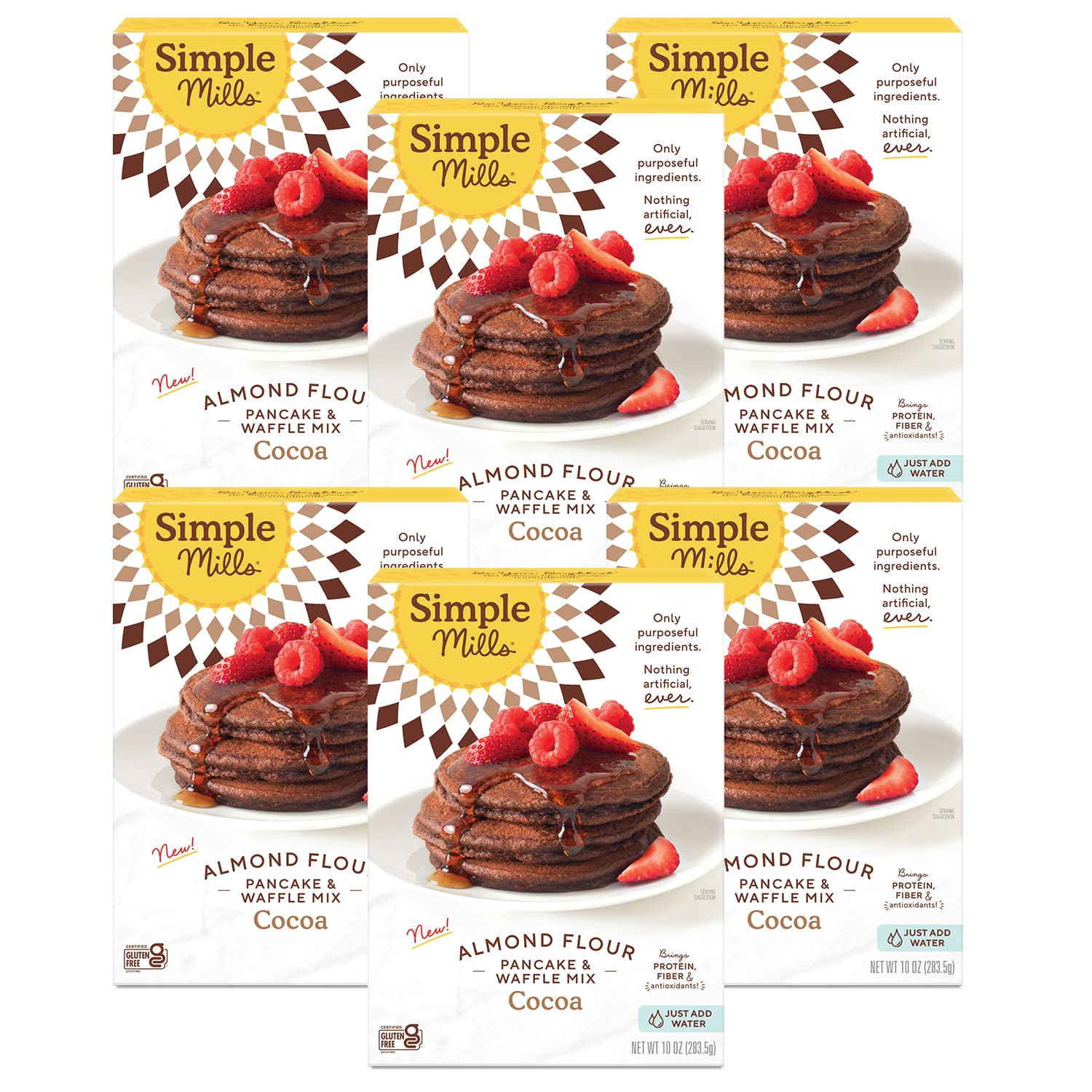Simple Mills Almond Flour Pancake & Waffle Mix, Cocoa, Nothing Artificial, No Preservatives, Kosher & Paleo Friendly, Gluten Fre