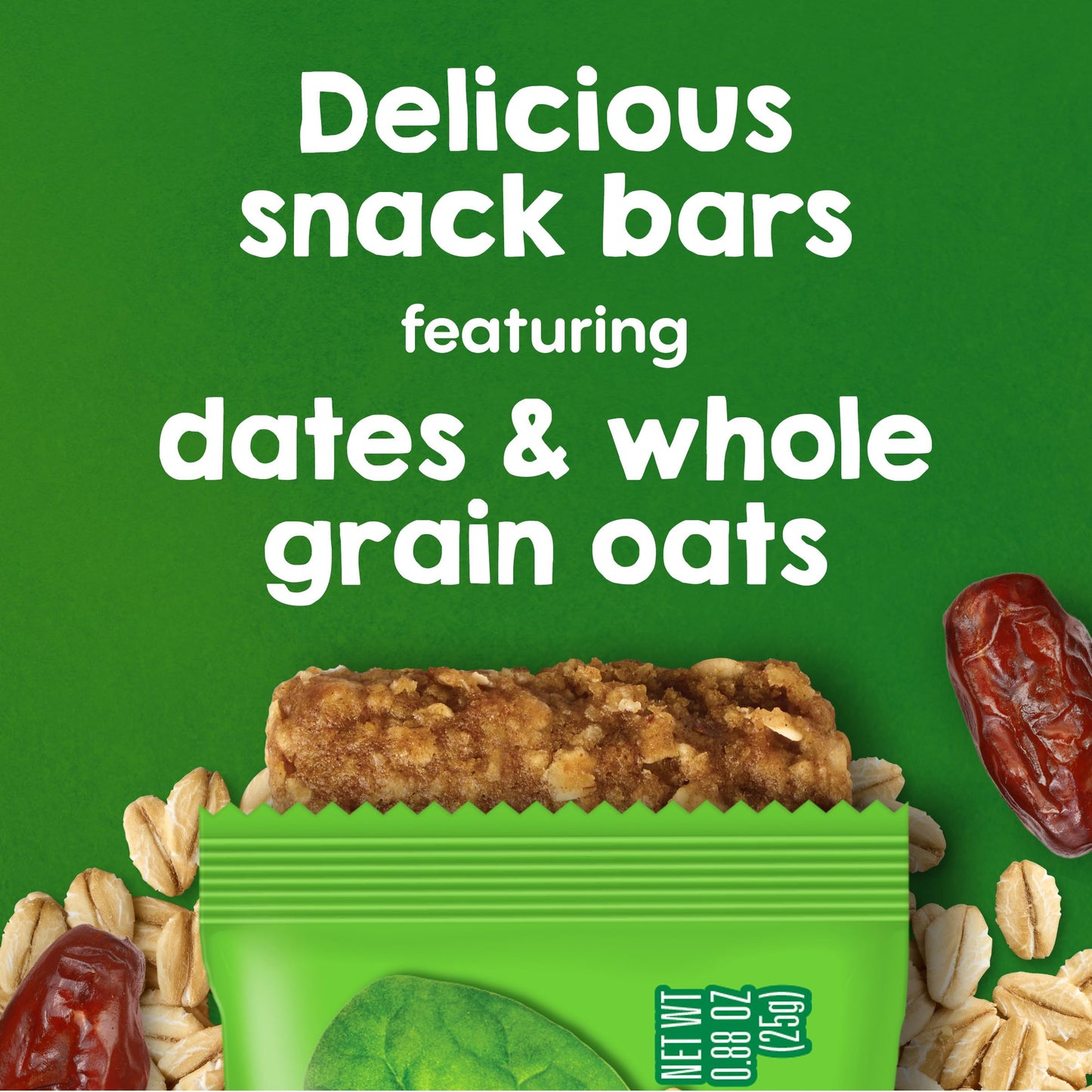 HAPPYTOT Organics Fiber & Protein Soft-Baked Oat Bars Toddler Snack Apple & Spinach, 0.88 Ounce Bars, 5 Count Box (Pack of 6)