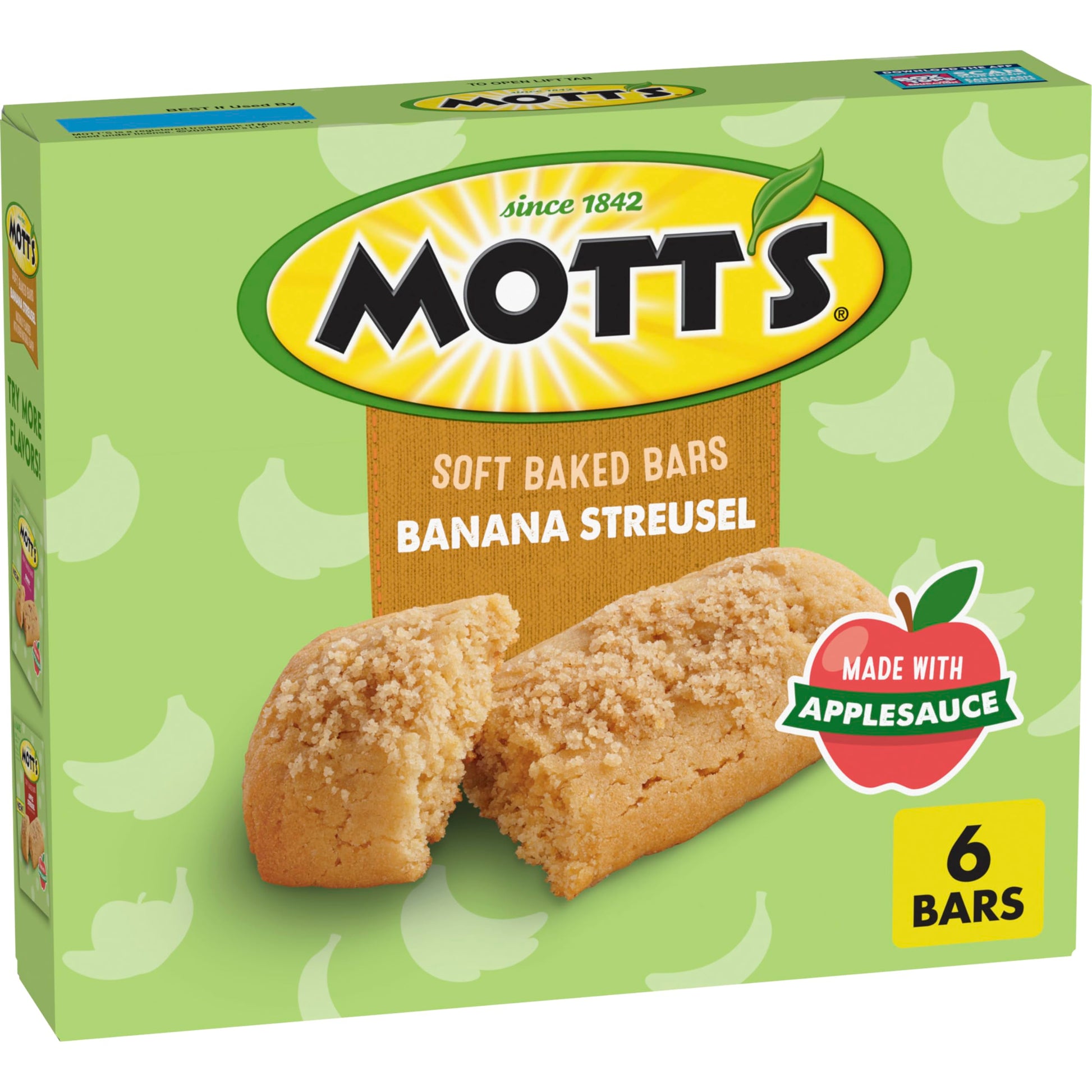 Mott'S Soft Baked Bars, Banana Streusel, Made With Applesauce, 6 Count, 5.76 Oz