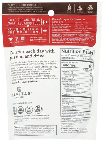 Navitas Naturals , Superfood Blend Longevity Cacao Reishi Organic, 8 Ounce