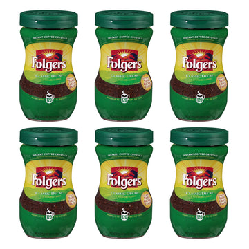 Folgers Classic Roast Instant Decaffeinated Coffee, 8 Ounce Jars (Pack of 6)