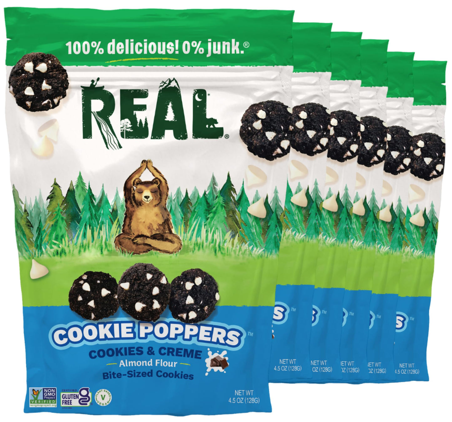 REAL Cookies and Creme Mini Cookie Poppers - Bite-sized Gluten Free Semi Soft Baked - Dairy Free, Vegan, Kosher, Paleo - Delicio