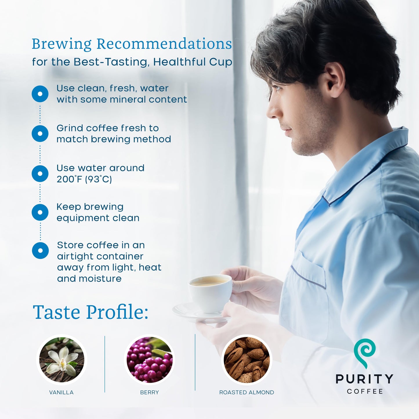 PURITY COFFEE BALANCE Decaf Medium Roast Whole Bean Coffee, USDA Organic, 12oz Bag