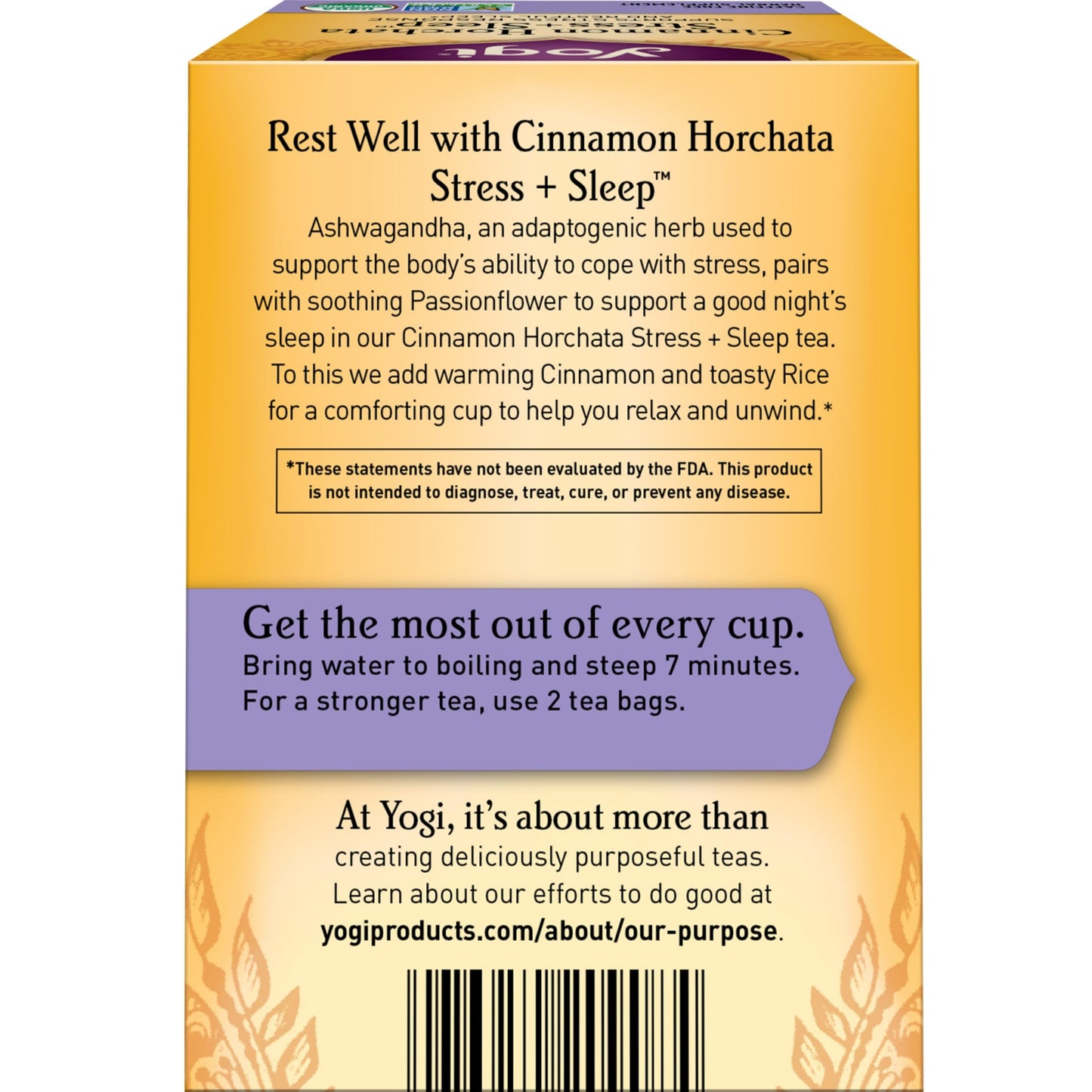 Yogi Tea Organic Cinnamon Horchata - 16 Tea Bags per Pack (4 Packs) - Supports Restful Sleep with Ashwagandha & Passionflower