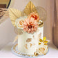 Drwate Cake Topper, 11Pcs Boho Flower Gold Leaves Cake Decorations For Wedding Baby Shower Birthday Party Supplies