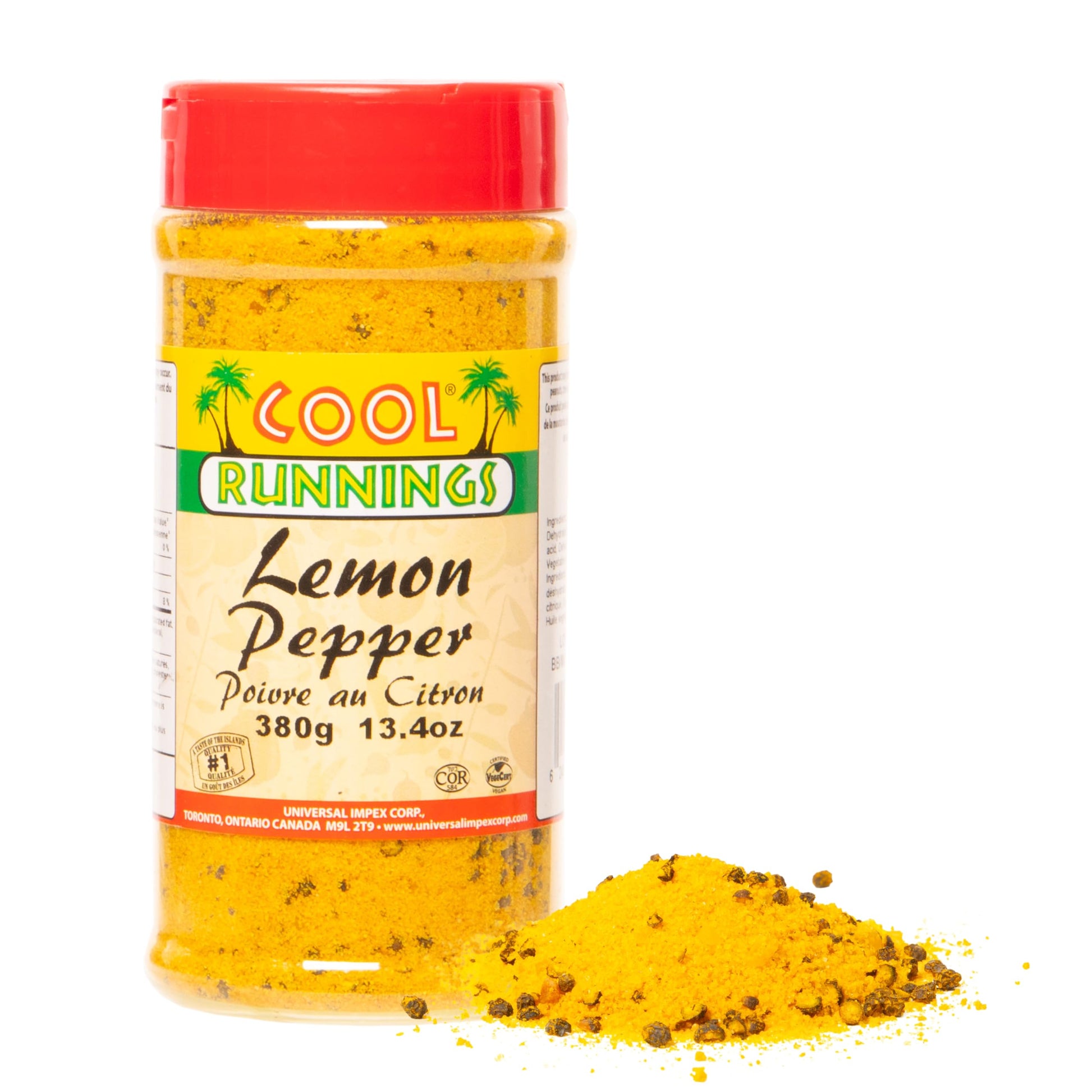 Cool Runnings USA Lemon Pepper 380g - Zesty and Savory Blend for Enhancing Chicken, Seafood such as Salmon, and Vegetables, Idea