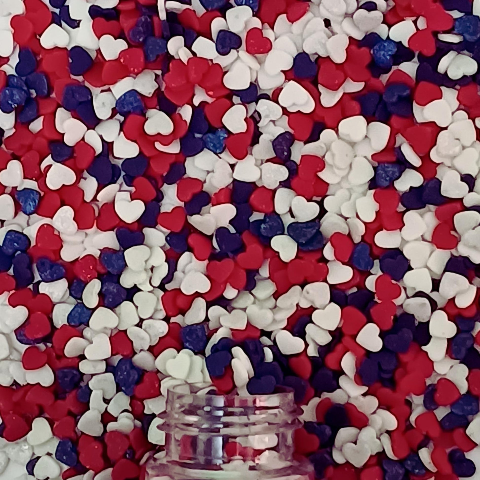 Confect Heart Dessert Sprinkles – Edible Baking Sprinkles for Cake Decorating, Vegan & Gluten-Free – 4.2 Oz, Red, White & Navy Blue